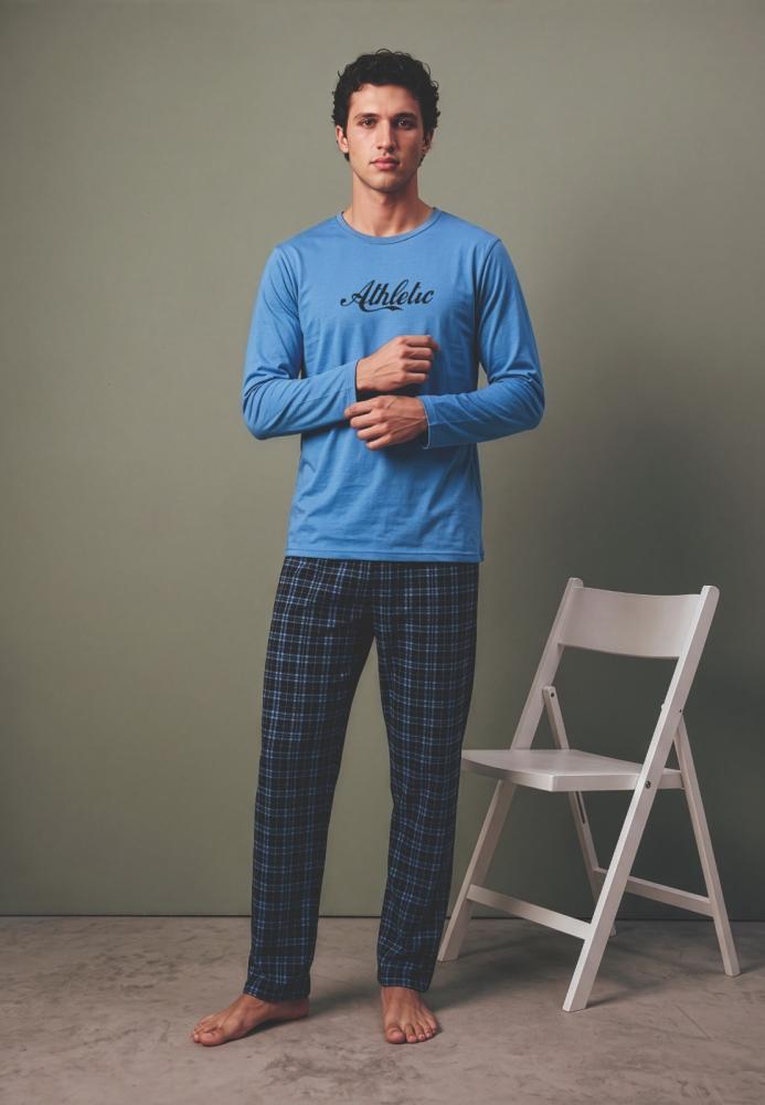 Pijama barbati Serena cu maneca lunga si pantalon lungi ,Engros